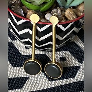 Ink+Alloy Black & Brass Pendulum Earrings NEW